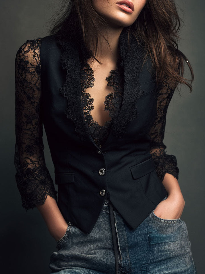 Claudia™ Black Lace Blazer