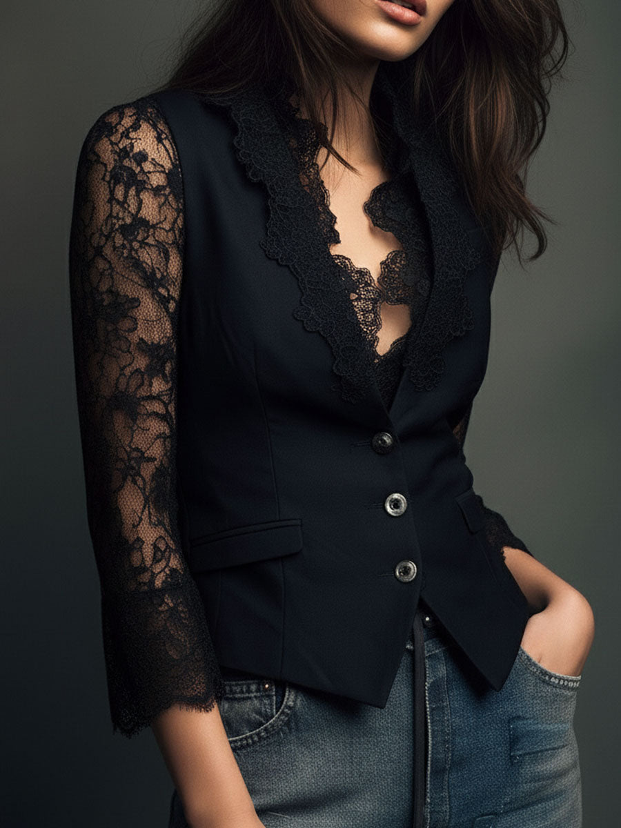 Claudia™ Black Lace Blazer