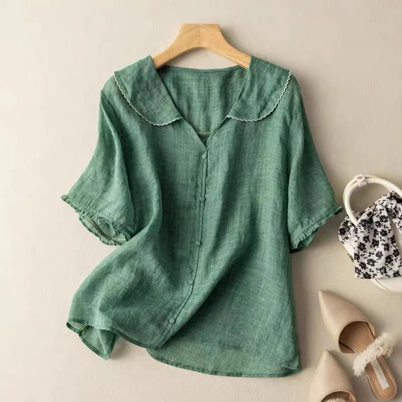 Selena™ Cotton Short Sleeve Blouse