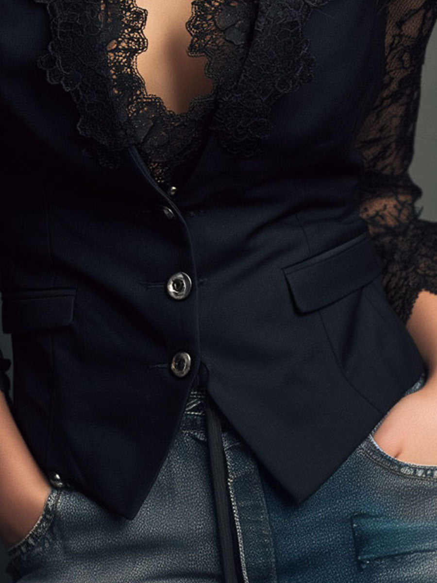 Claudia™ Black Lace Blazer